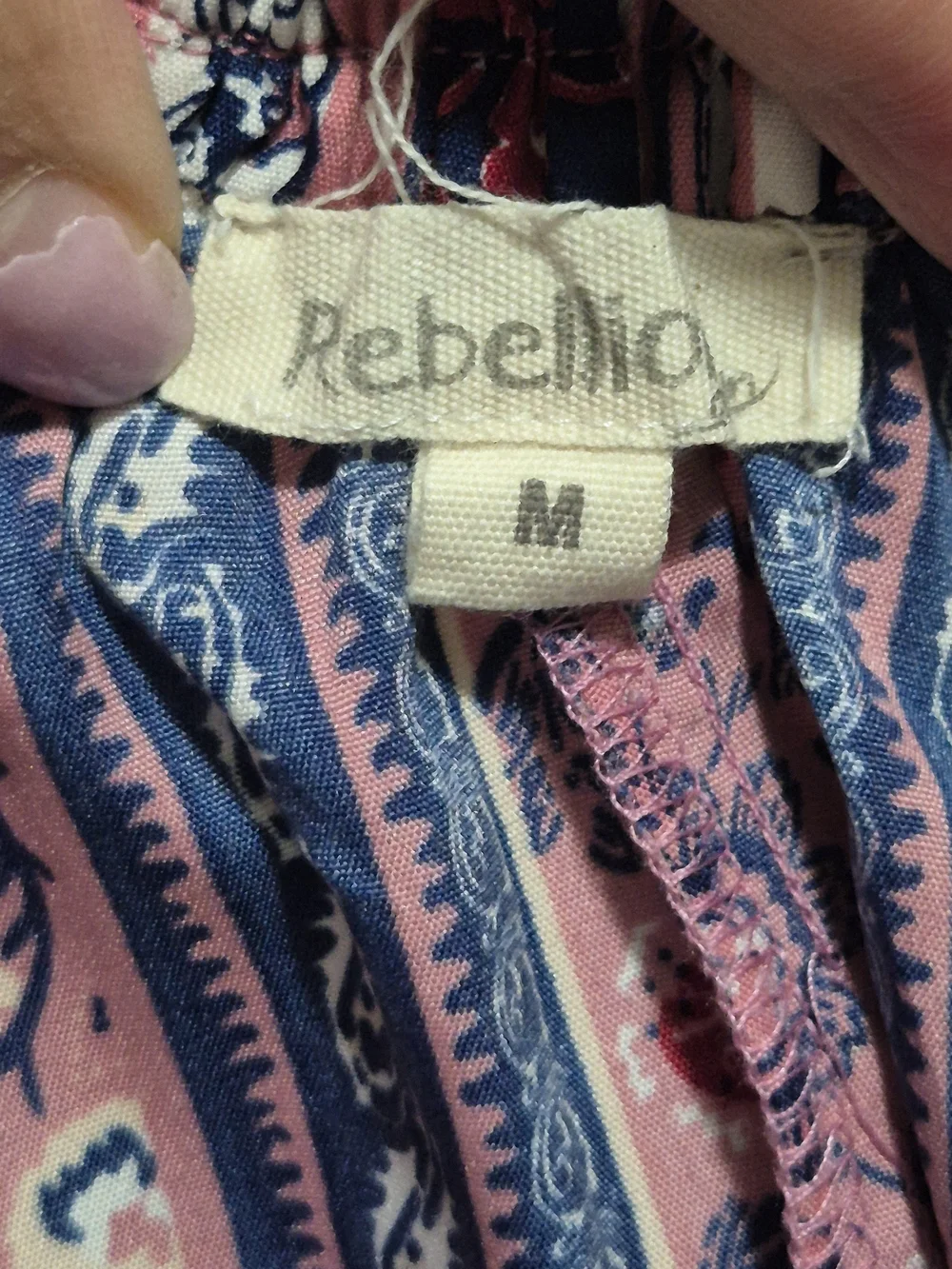 Bohemian Pink Patterned Maxi Skirt with Navy Accents